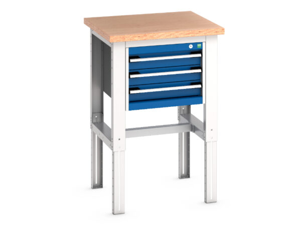 Steel Drawer Cabinet with Worktop - Cubio Framework Bench (Mpx) with 3 Drawer Cabinet. WxDxH: 750X750X740-1140mm Ral 7035/5010 _SKU-41003533.11V