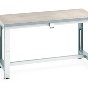 Electric Height Adjustable Work Table - Cubio Stepless Adjustable Height Bench Electric, with Lino Worktop U. K. . WxDxH: 1500X750X840-1140mm Ral 7035 _SKU-41003567.16