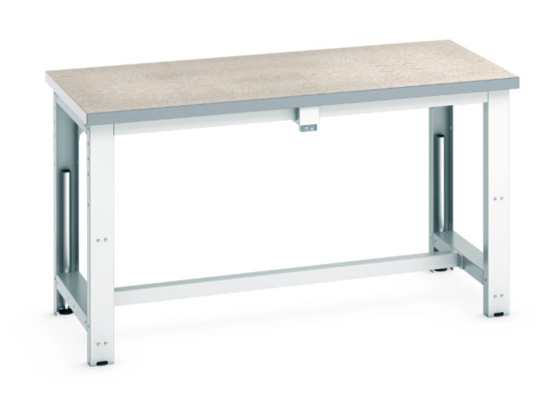 Electric Height Adjustable Work Table - Cubio Stepless Adjustable Height Bench Electric, with Lino Worktop U. K. . WxDxH: 1500X750X840-1140mm Ral 7035 _SKU-41003567.16