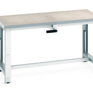 Bott Lino Worktop Work Table - Cubio Stepless Adjustable Height Bench Manual, with Lino Worktop. WxDxH: 1500X750X840-1140mm Ral 7035 _SKU-41003575.16