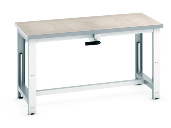 Bott Lino Worktop Work Table - Cubio Stepless Adjustable Height Bench Manual, with Lino Worktop. WxDxH: 1500X750X840-1140mm Ral 7035 _SKU-41003575.16