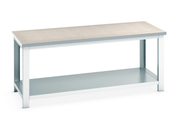 Cubio Framework Bench (Lino) with Full Base Shelf. WxDxH: 2000X900X840mm Ral 7035 _SKU-41004136.16V
