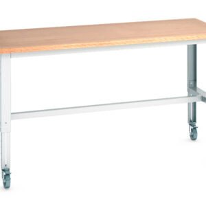 Large Work Table On Wheels - Cubio Mobile Bench Adj Height (Mpx) . WxDxH: 2000X900X840-1140mm Ral 7035 _SKU-41004143.16V
