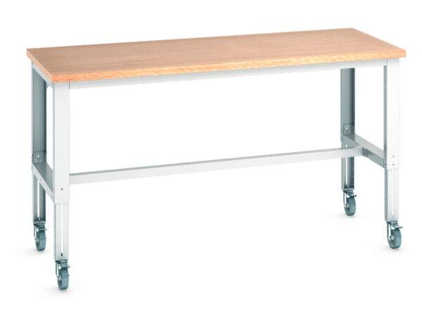 Large Work Table On Wheels - Cubio Mobile Bench Adj Height (Mpx) . WxDxH: 2000X900X840-1140mm Ral 7035 _SKU-41004143.16V