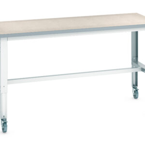 2M Mobile Work Table - Cubio Mobile Bench Adj Height (Lino) . WxDxH: 2000X900X840-1140mm Ral 7035 _SKU-41004144.16V