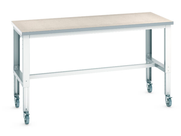 2M Mobile Work Table - Cubio Mobile Bench Adj Height (Lino) . WxDxH: 2000X900X840-1140mm Ral 7035 _SKU-41004144.16V