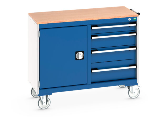 Mobile Steel Cabinet - Cubio Mobile Cabinet 50/50 (Mpx) Cupboard / 4 Drawer. WxDxH: 1050X525X890mm Ral 7035/5010 _SKU-41006004.11V