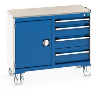 Bott Cabinet On Wheels - Cubio Mobile Cabinet 50/50 (Lino) Cupboard / 4 Drawer. WxDxH: 1050X525X890mm Ral 7035/5010 _SKU-41006005.11V