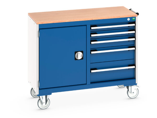 Drawer Cabinet Storage On Wheels - Cubio Mobile Cabinet 50/50 (Mpx) Cupboard / 5 Drawer. WxDxH: 1050X525X890mm Ral 7035/5010 _SKU-41006007.11V