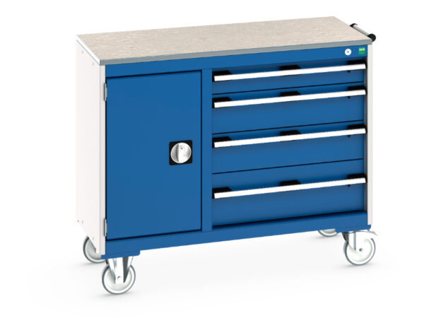 Maintenance Trolley Work Table - Cubio Mobile Cabinet 40/60 (Lino) Cupboard / 4 Drawer. WxDxH: 1050X525X890mm Ral 7035/5010 _SKU-41006011.11V