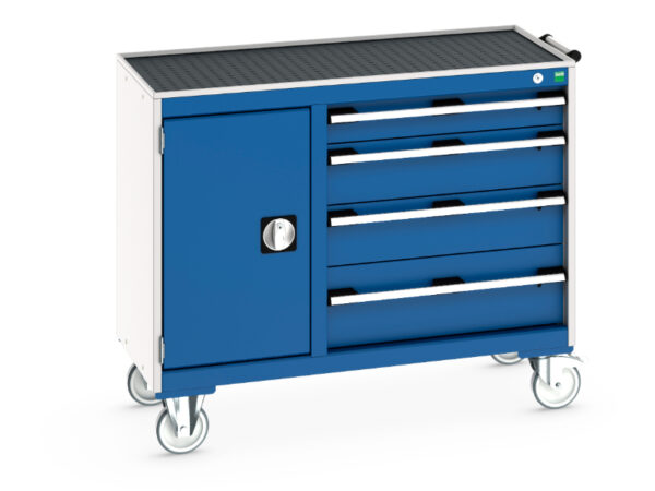 Mobile Drawer Cabinet Storage - Cubio Mobile Cabinet 40/60 (Top Tray) Cupboard / 4 Drawer. WxDxH: 1050X525X885mm Ral 7035/5010 _SKU-41006012.11V
