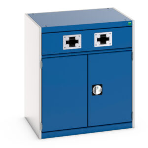Bott Double Air Hose Reel Cupboard - Cubio Cupboard with Perfo Doors, Double Reel. WxDxH: 800X650X900mm Ral 7035/5010 _SKU-45001076.11V