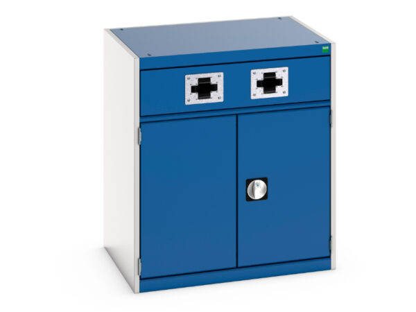 Bott Double Air Hose Reel Cupboard - Cubio Cupboard with Perfo Doors, Double Reel. WxDxH: 800X650X900mm Ral 7035/5010 _SKU-45001076.11V