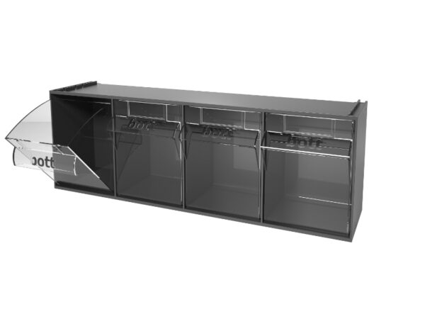 Tilt Parts Bins - Tilt Box 4 Compartments . WxDxH: 600X170X206mm Plastic Ral 7016 _SKU-02513004.19