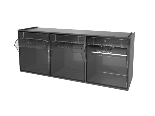Bott Tilt View Bins - Tilt Box 3 Compartments . WxDxH: 600X200X242mm Plastic Ral 7016 _SKU-02513005.19