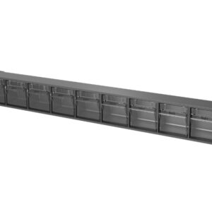 Tilt Storage Bins - Tilt Box 9 Compartments with Perfo Holding Brackets. WxDxH: 600X68X78mm Plastic Ral 7016 _SKU-02513016.19