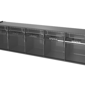 Plastic Tilt Out Storage Bins - Tilt Box 5 Compartments with Perfo Holding Brackets. WxDxH: 600X142X168mm Plastic Ral 7016 _SKU-02513018.19