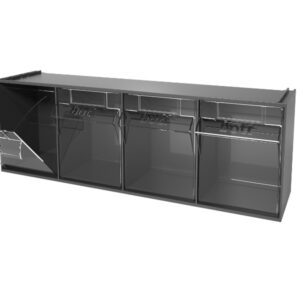 Tilt And View Boxes - Tilt Box 4 Compartments with Perfo Holding Brackets. WxDxH: 600X178X206mm Plastic Ral 7016 _SKU-02513019.19
