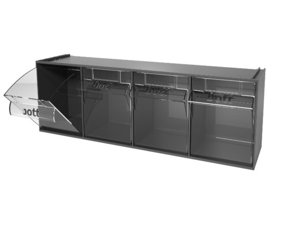 Tilt And View Boxes - Tilt Box 4 Compartments with Perfo Holding Brackets. WxDxH: 600X178X206mm Plastic Ral 7016 _SKU-02513019.19