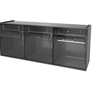 Tilt Bins Storage - Tilt Box 3 Compartments with Perfo Holding Brackets. WxDxH: 600X210X242mm Plastic Ral 7016 _SKU-02513020.19