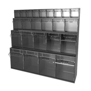 Plastic Tilt Bins - Tilt Box Mixed Kit 24 Compartments. WxDxH: 600X178X564mm Plastic Ral 7016 _SKU-02513026.19