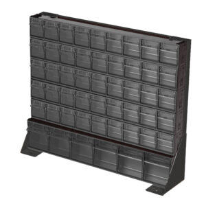 Small Parts Storage Tilt Boxes - Tilt Box Bench Stand Kit 51 Compartments. WxDxH: 610X150X500mm Plastic Ral 7016 _SKU-02513027.19