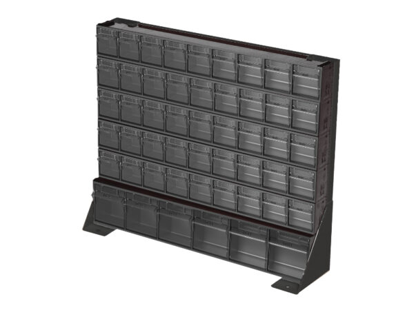 Small Parts Storage Tilt Boxes - Tilt Box Bench Stand Kit 51 Compartments. WxDxH: 610X150X500mm Plastic Ral 7016 _SKU-02513027.19