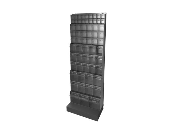 Freestanding Storage Tilt Boxes - Tilt Box Freestanding Rack 65 Compartments. WxDxH: 610X330X1750mm Plastic Ral 7016 _SKU-02513030.19