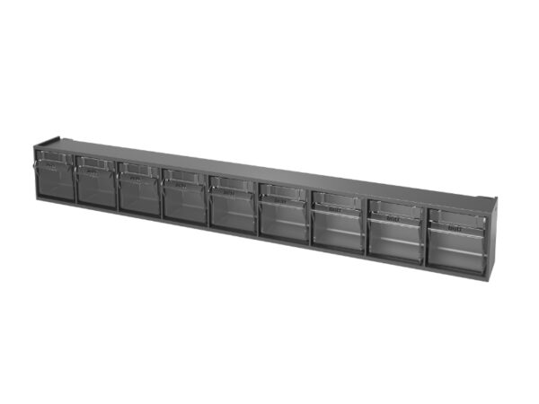 Clear Tilt Storage Boxes - Tilt Box Kit 9 Compartments (Pack of 3). WxDxH: 600X68X78mm Plastic Ral 7016 _SKU-02513043.19