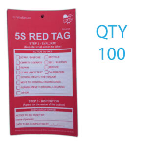 Red Tag for 5S - 5S Red Tuff Tags - Qty 100, 300, 500 + Station + SOP Steps Wall Sign - SKU 10224