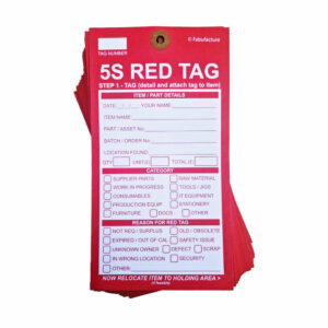 5S Red Tags - Qty 100, 300, 500 + Station + SOP Steps Wall Sign - SKU 6919