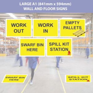Yellow Floor Sign Visual Workplace Wall and Floor Signs (A1 Size) - SKU 8601