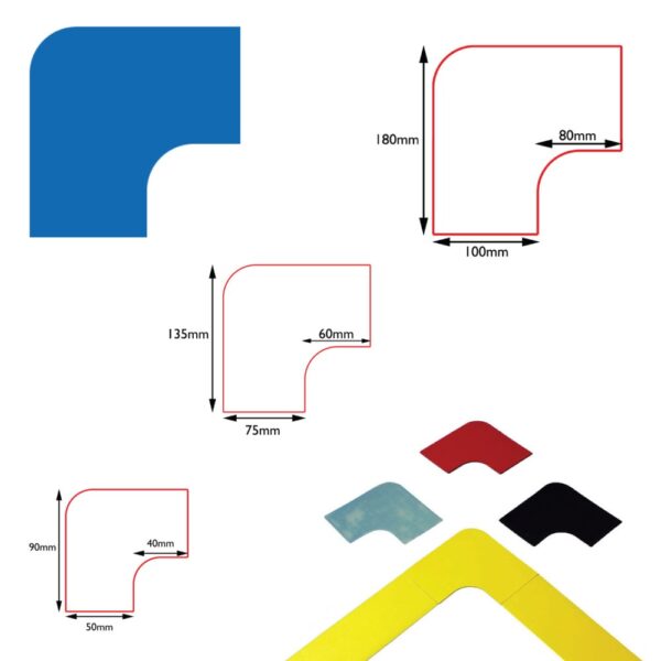 Invictus Bull Warehouse Floor Markings - 90° Corner Joins for connecting F1675 tape. Numerous colours and tape widths  SKU-F1696