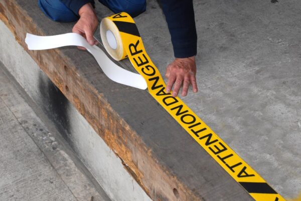 Anti Slip Warning Tape with ATTENTION DANGER text 75mm x 18.3m  SKU-F1228-YEL-ATTENTION-75 - Image 5