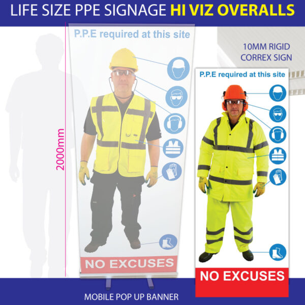 Hi Vis Overalls - Life Size PPE Sign - Pop Up Banner or Rigid Sign SKU-F2764