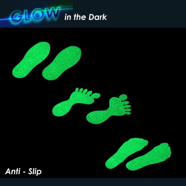 Non Slip Footprint Floor Stickers Safety Grip Die cut feet Photoluminescent  SKU-F1048