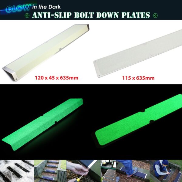Non Slip Step Tape - Treads Outdoor Photoluminescent Anti Slip Bolt Down Plates   SKU-F1144