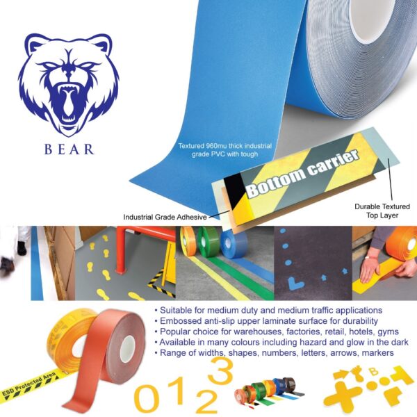Invictus Bear Floor Marking Tape T Junction in Red For 75mm Rolls (TL618)  SKU-F2056-RED-75 - Image 2