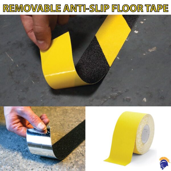 Removable Non Slip Hazard - Anti Slip Tape Removable Safety Grip in Black or Yellow / Black Harzard   SKU-F1204
