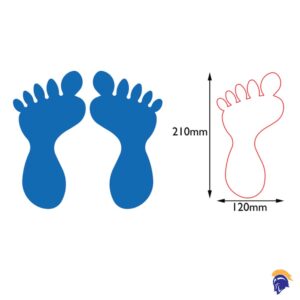 Foot Print Visual Management - Footprint Floor Stickers Full foot 120mm x 210mm (Per Pair)  SKU-F1348