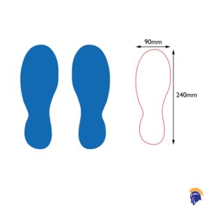 Non Slip Footprint Floor Stickers Boot Shape 240mm 90mm (Per Pair)