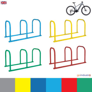 Metal Hoops for Locking Up Bikes - Junior Size - 3 Hoops - 6 Bikes  - H.650 W.715 L.1730mm - Powder Coated - 3 Hoops - 6 Bikes    SKU-SRSHT60713J