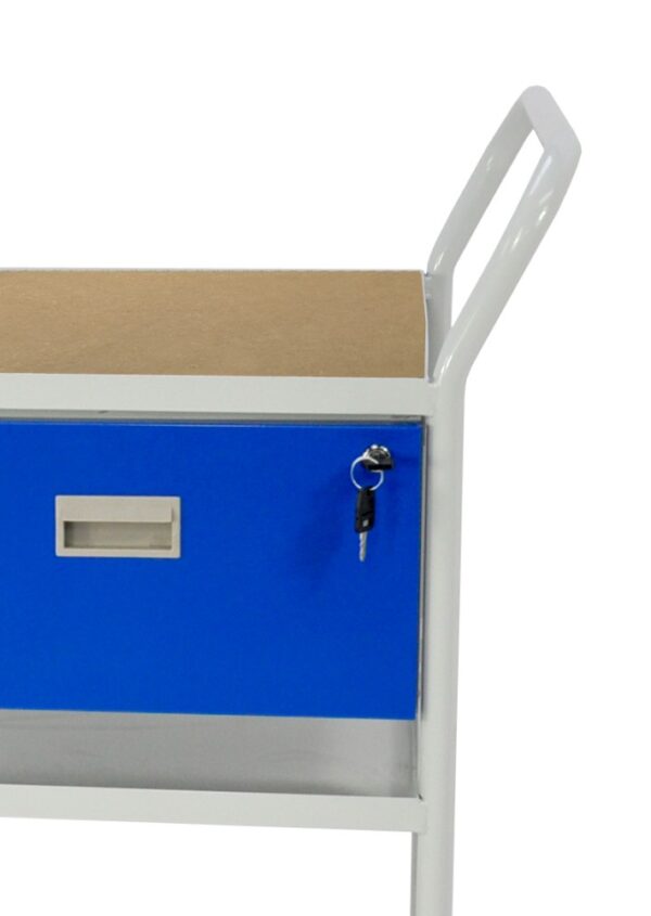 Mobile Workshop Trolley - Drawer & 3 Shelves - H.1050 W.900 D.600mm - MDF Worktop    SKU-RTDS109060M - Image 2