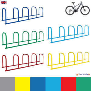 10 Bike Parking Metal Lock Hoops  - Junior Size - 5 Hoops - 10 Bikes - H.650 W.715 L.3330mm - Powder Coated - 5 Hoops - 10 Bikes    SKU-SRSHT60715J
