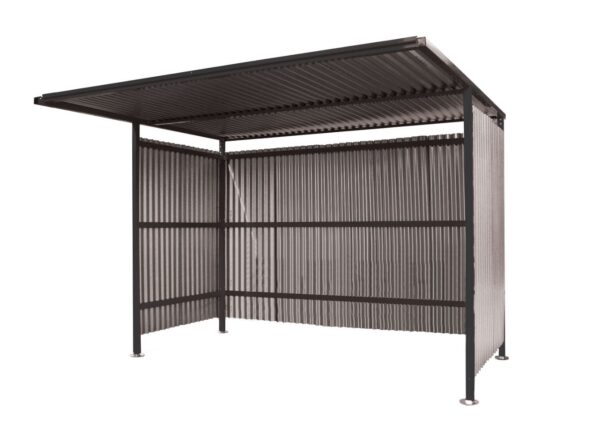 Bike Storage Units Outdoor - Traditional Cycle Shelter - Initial - H.2180 W.2450 D.1900mm - Galvanised Sides, Closed Back Shelter    SKU-INI-SC211924K