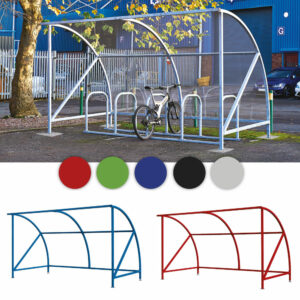Workplace Bike Shelter WITHOUT Perspex End Panels - Dudley Cycle Shelter - H.2230 W.4000 D.2150mm     SKU-SCDUD4020JX