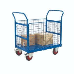 Flat Warehouse Trolley - 4 Sided Trucks - H.1050 W.600 D.900mm - Mesh Sides    SKU-RTBT4690M