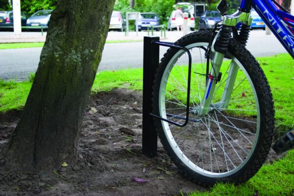 Twin Bike Secore Storage Hoops - Floor Mounted - Single Sided - H.560 W.310 D.120mm - 1 and 2 Bike Options - Black    SKU-SRCSFM