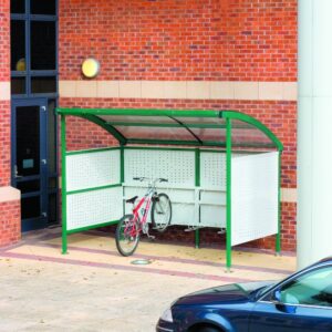 Bike Storage in Shed Premier Cycle Shelter - Extension - H.2320 W.3000 D.2100mm - Perforated Steel Sides    SKU-EXT-SC223021P