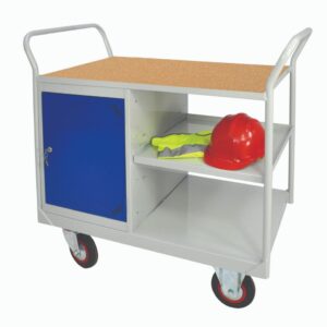 1M Maintenance Trolley - Cupboard & Side Shelf - H.1050 W.900 D.600mm - MDF Worktop    SKU-RTCS109060M